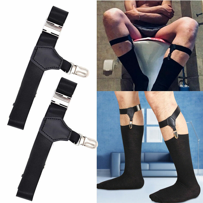 1 par antiderrapante ao ar livre anti ferrugem suspensórios titular vinco resistente ajustável masculino meias permanece universal elástico leve