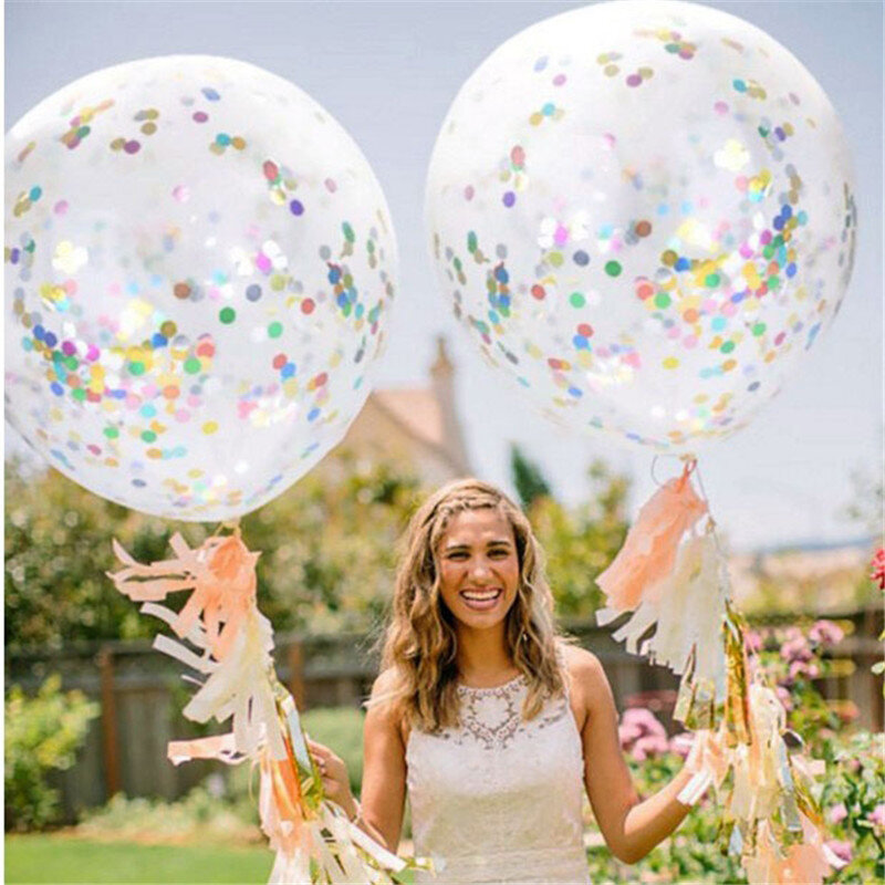 1 Pcs Round Latex Confetti Balloon  5-36 Inch Wedding Birthday Party Confetti Balloon Color Pattern Decoration Accessories