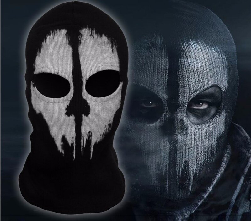 SzBlaZe Merek COD Ghosts Cetak Kapas Kaus Kaki Balaclava Masker Skullies Beanies untuk Halloween Permainan Perang Cosplay CS Pemain Tutup Kepala