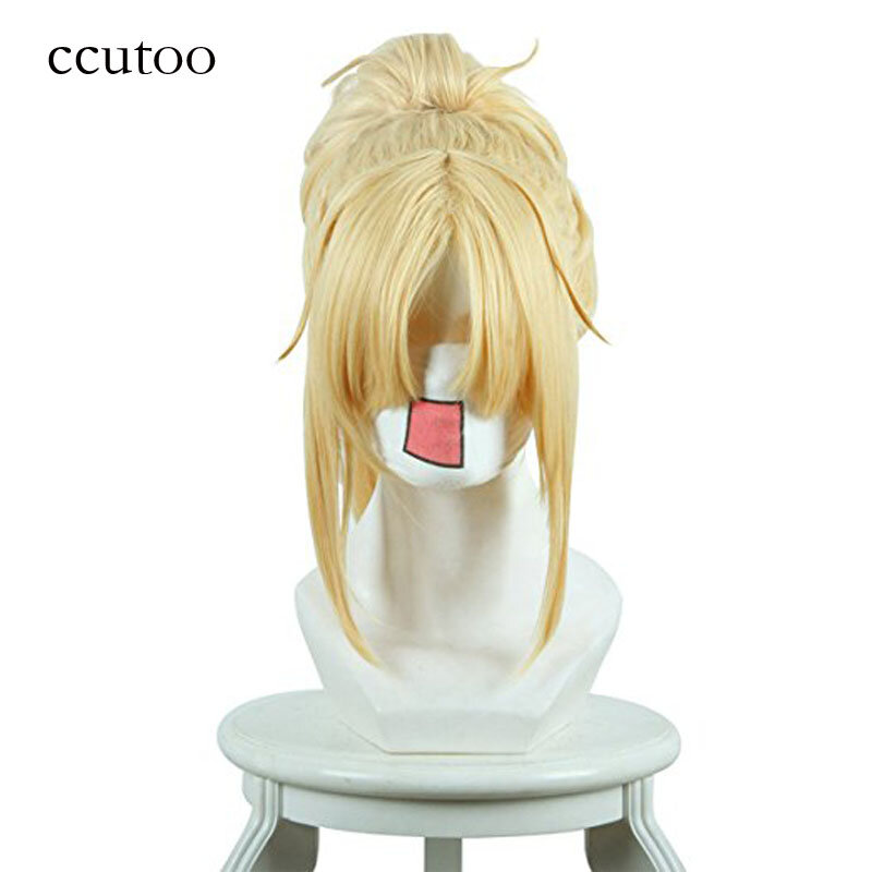 Ccutoo-شعر مستعار صناعي أشقر قصير ، 40 سنتيمتر ، مقاوم للحرارة ، ذيل حصان ، تأثيري