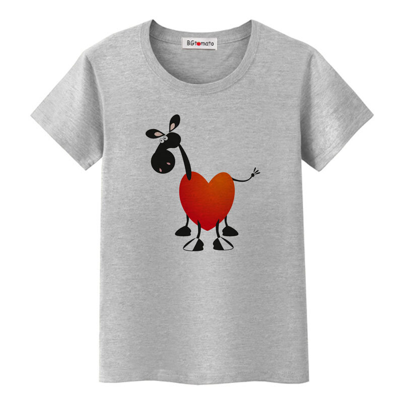 BGtomato креативный дизайн, Милая футболка с маленькой лошадкой, горячая Распродажа, хорошего качества, повседневные топы, милая лошадь, Милая футболка для женщин