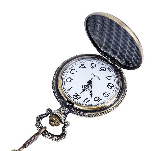Vintage นาฬิกาผู้หญิงสร้อยคอ Fob ควอตซ์นาฬิกา Retro Bronze Magic Wand จี้กระเป๋านาฬิกาผู้ชายนาฬิกาข้อมือสำหรับผู้ชาย Montre