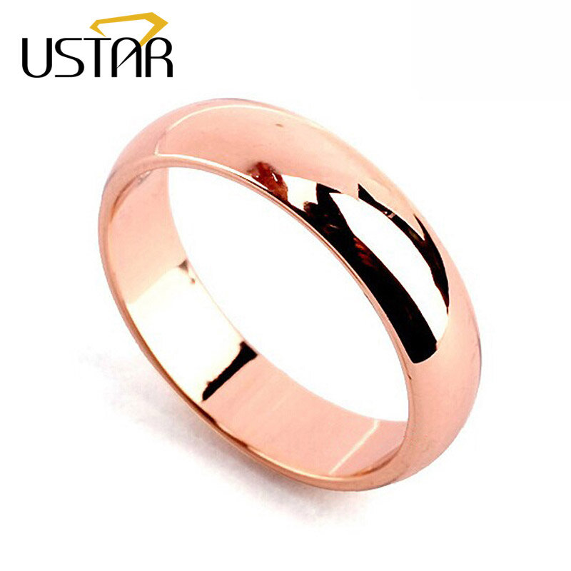 USTAR okrągłe obrączki dla kobiet mężczyzn biżuteria różowe złoto kolor kochanek pierścienie kobiet anel bijoux koszulka na prezent jakości