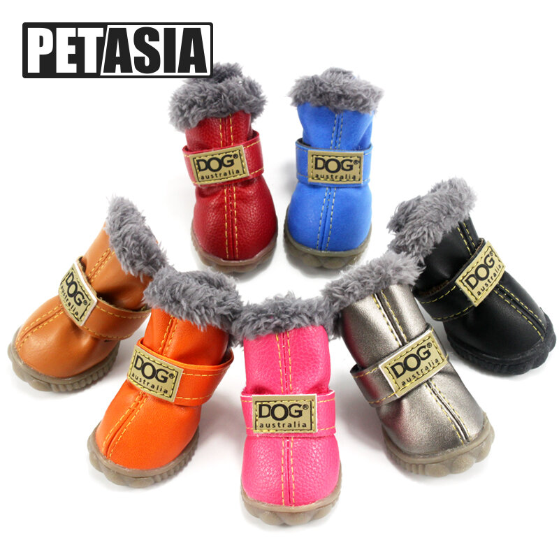 PETASIA-Sapatos impermeáveis para cães pequenos, botas de neve quentes, algodão, antiderrapante, inverno, chihuahua, pug, produto pet, XS, 4 unidades por conjunto