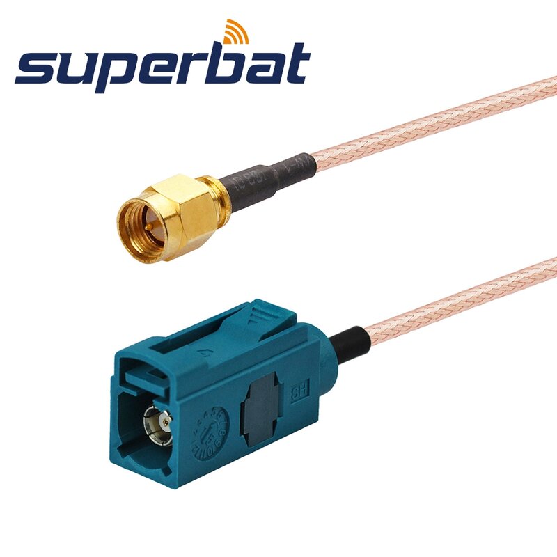 Superbat uniwersalny Fakra żeński "Z" neutralne kodowanie na męski kabel pigtailowy SMA RG316 15cm do komunikacji bezprzewodowej
