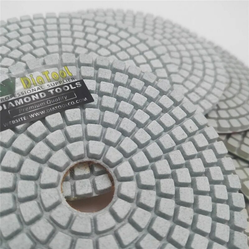 SHDIATOOL 10pcs #100 100mm Diamond Wet Polishing Pads White Resin Bond Sanding Discs 4" Abrasive Tool Granite Terrazzo Stone