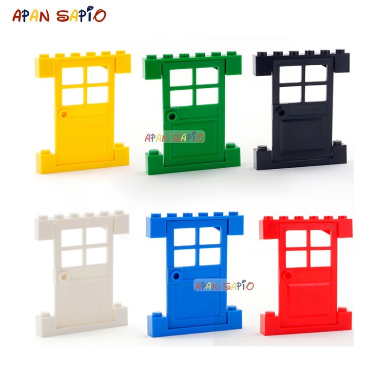 12Suit/lot DIY Building Blocks Door and Window 6Color Special part Bricks Size Compatible With brands kids Toys Educational
