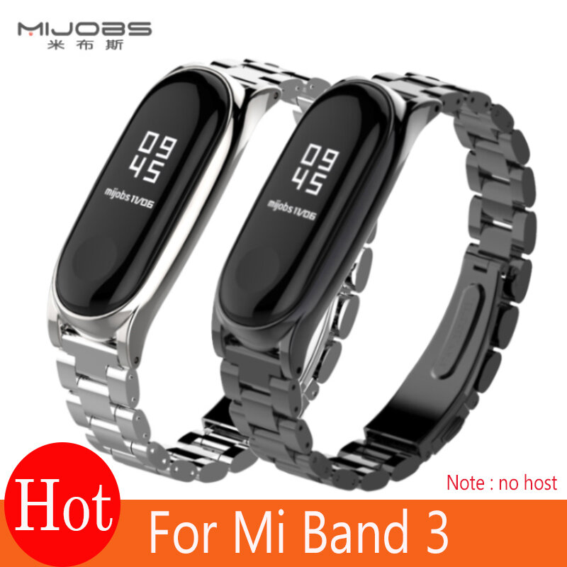 Pour Xiaomi Mi Band 3 Bracelet en métal sans vis en acier inoxydable Bracelet pour Mi Band 3 bracelets remplacer la sangle pour Miband 3