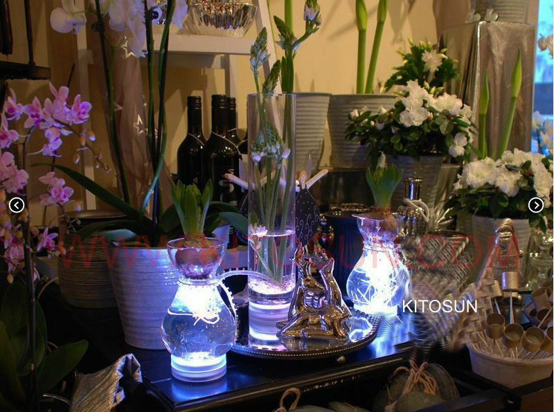 Jarrón/botella de luz led sumergible, 4 piezas x 16 colores, 2,8 pulgadas, base para decoración de fiesta de boda, sala de estar, decoración del hogar