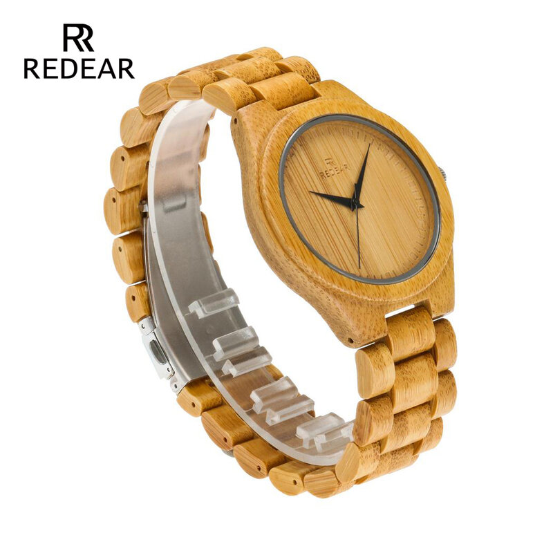 Redear Gratis Verzending Natuurlijke Kleur Bamboe Lover 'S Horloge Mannen Luxe Hout Band Quartz Dames Horloges
