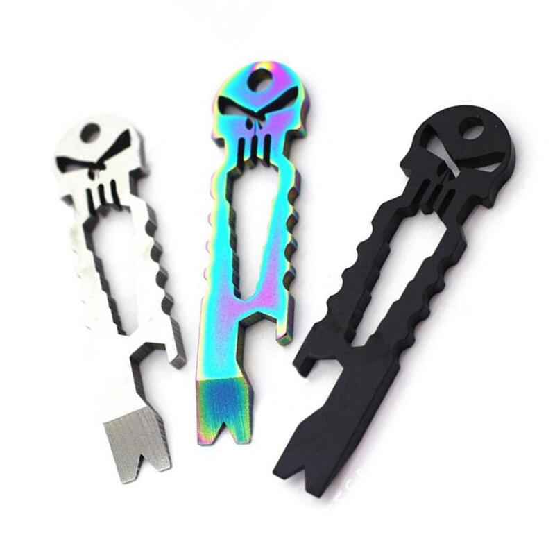 Porte-clés squelette multi-usages en acier inoxydable, pied de biche