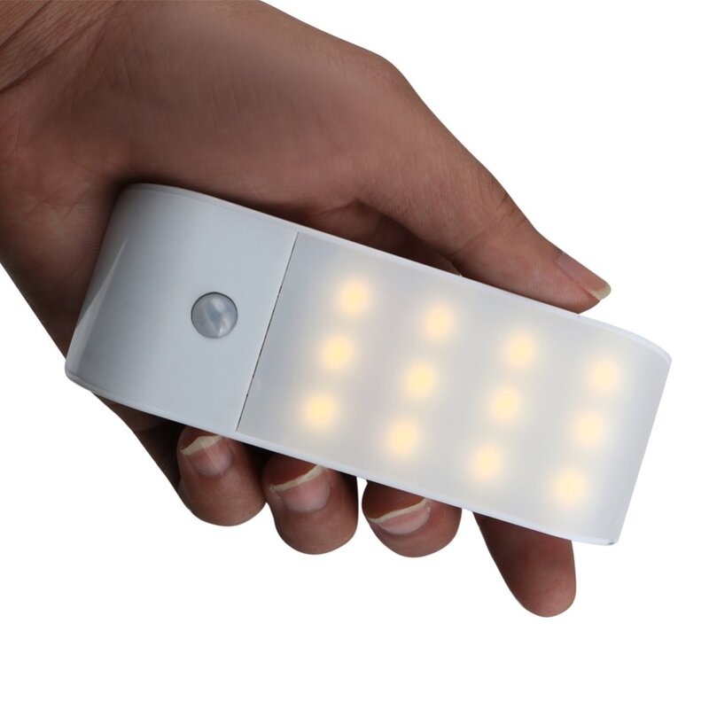 Lâmpada de led com sensor de movimento pir, 2 peças, recarregável por usb, tira de luz noturna, dc 5v para parede, lâmpada de armário, luz de escadas