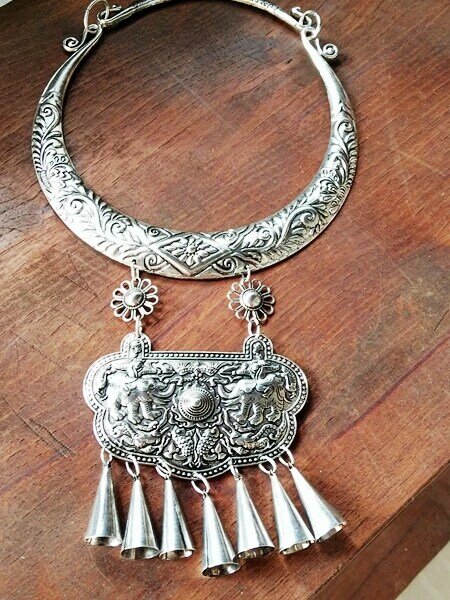5 Designs Gesegnet Tiere Übertrieben Drehmoment Miao Silber Einzigartige Bühne Zeigen Halskette Ethnische Mode Vintage Pullover Halskette
