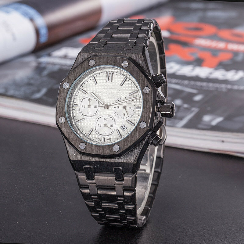 2019 tous les sous-cadrans travail loisirs hommes montres en acier inoxydable Quartz montres chronomètre montre relogies pour hommes relojes