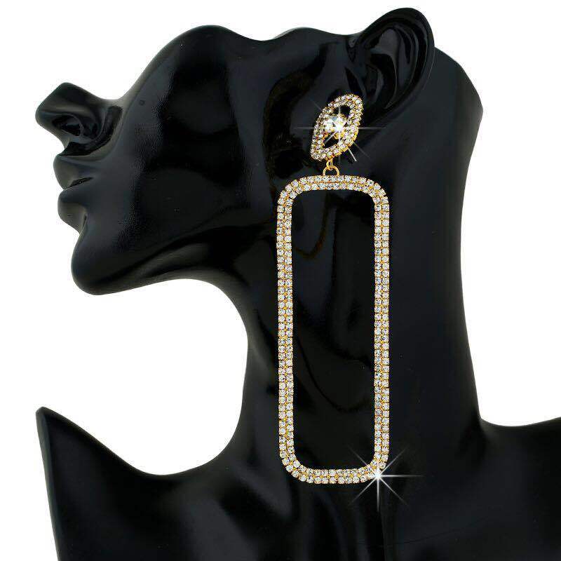 New Arrival 2020 Luxury Sparkling Long Geometric Crystal Cupchain Dangle Earrings for Women Rhinestone Simple Fahion JewelryE090