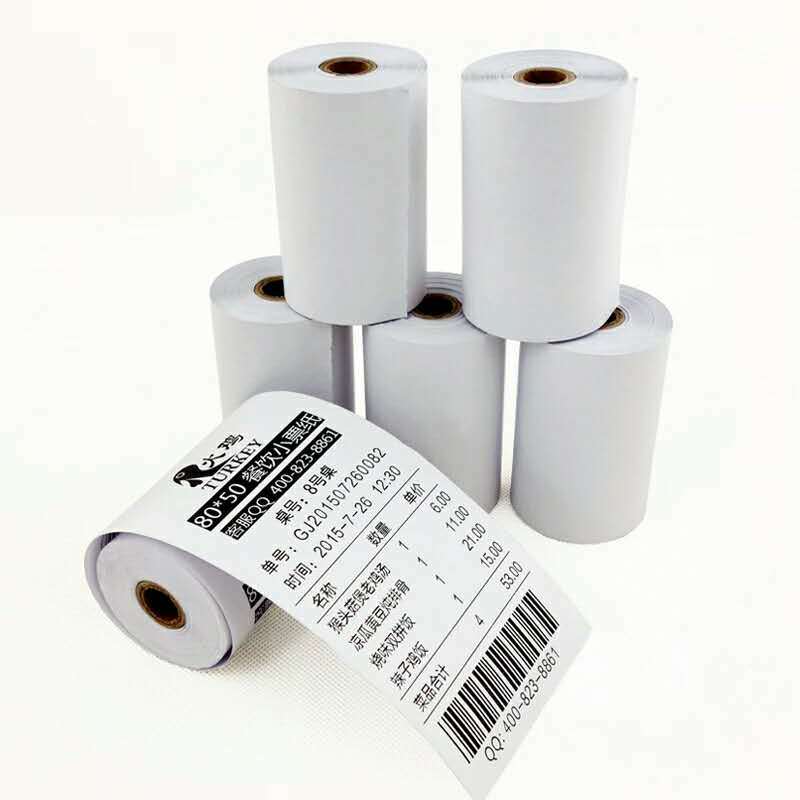Papel térmico Caixa registadora papel 80x50mm 3 1/8 "x 85' 50 Rolos/Caixa, 1/2" core
