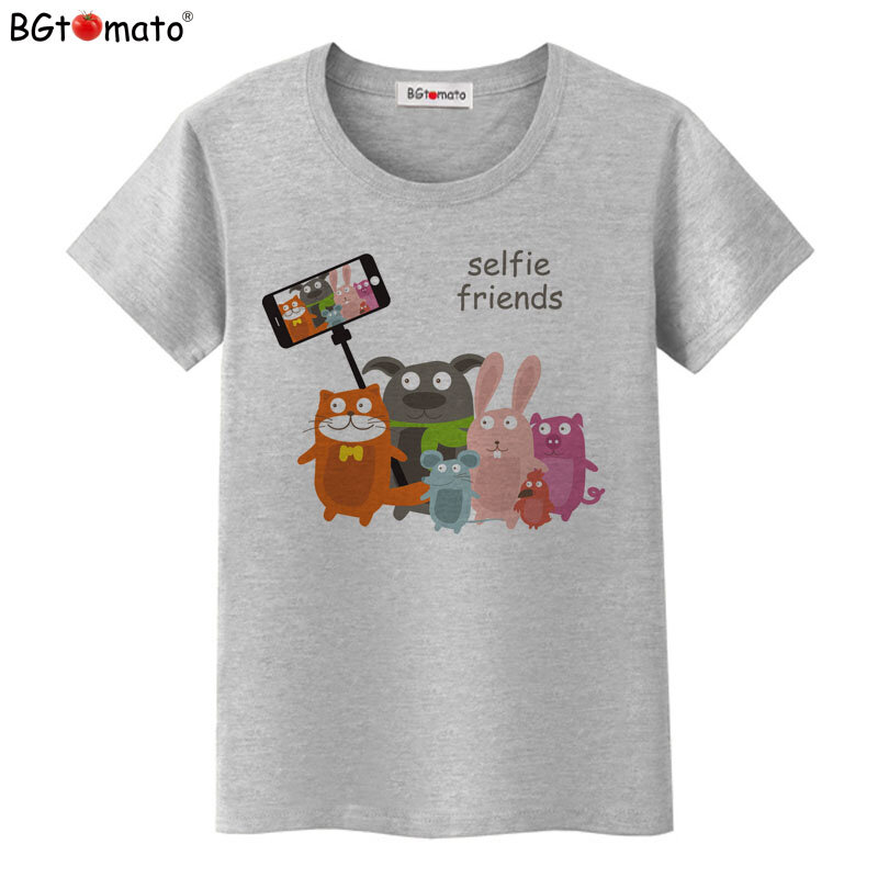 BGtomato t-shirt Good friends cat Shirts donna Super lovely cute top tees kawaii Tshirt femme
