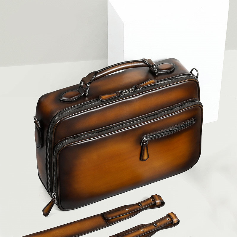 إيطاليا جلد العجل حقيبة جلدية للرجال الشهيرة مصمم حقيبة يد رجالية عالية الجودة تنوعا الأعمال حقيبة ظهر للاب توب