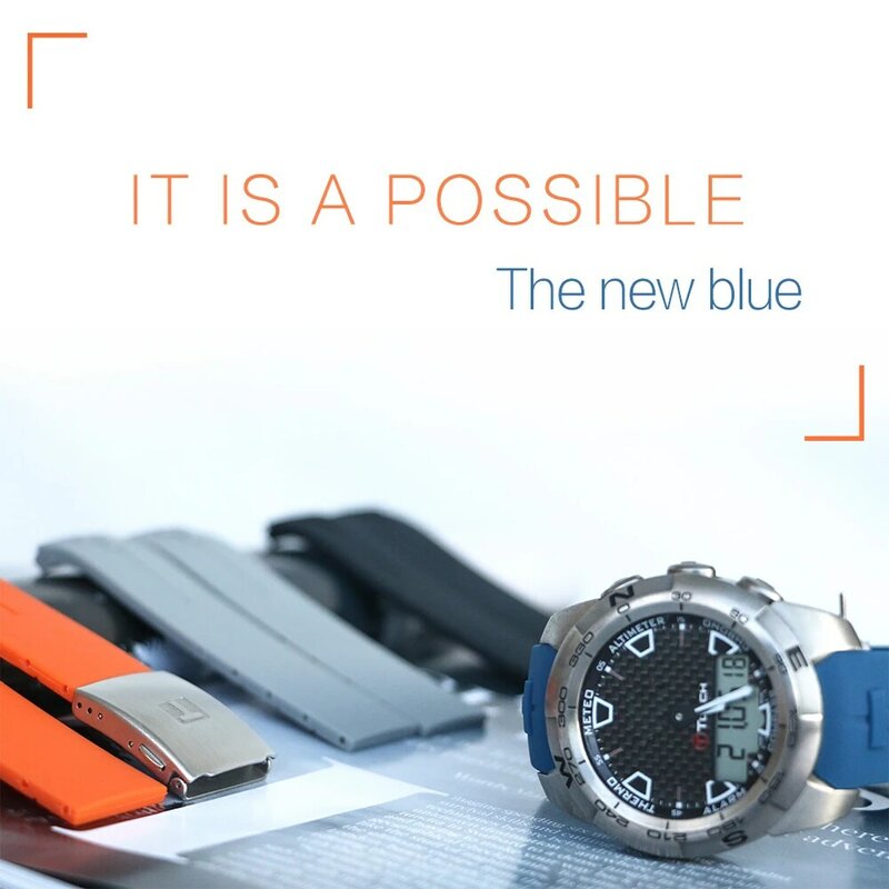 Correa de reloj de goma para Tissot 1853, pulsera Solar deportiva táctil T013420A T047420 T091, de silicona, 21mm, azul y gris