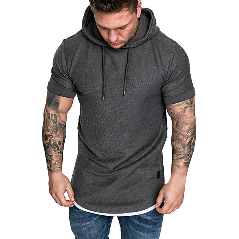 TShirts Men's Summer Slim Fit Casual Pattern Large Size Short Sleeve Hoodie Top Blouse Casual Men Fashion High Quality c0509