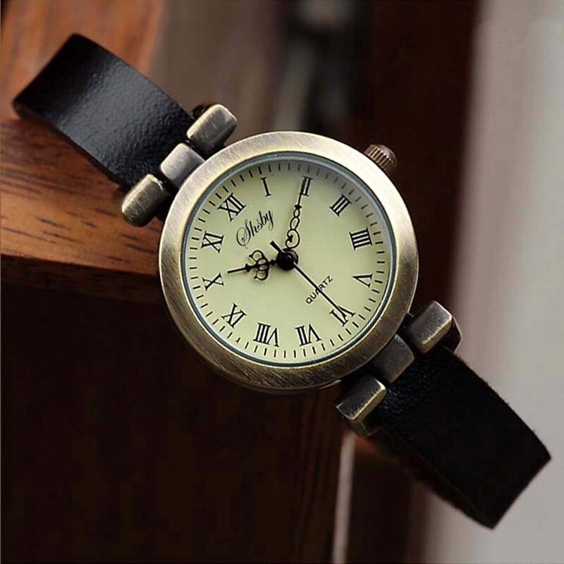 Женские наручные часы Shsby, с кожаным ремешком, в винтажном стиле