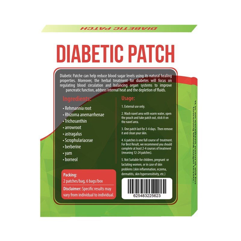 2Box=24pcs Diabetic Patch Natural Herbal Cure Lower Blood Glucose Treatment Sugar Balance Top Quality Medical Diabetes Plaster