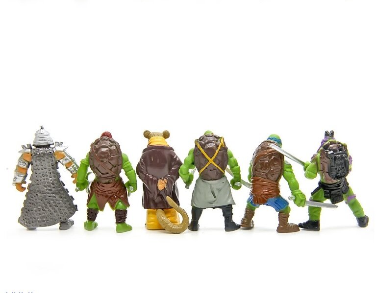 6 개/대 거북이 액션 인형 장난감 슈퍼 전사 거북이와 마우스 교사 turban 거북이 미니 입상 데코 홈 & 파티