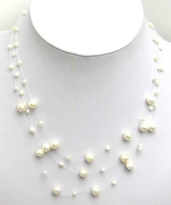 Connaître les bijouxpovets! Nouveau design! Beau! Collier de perles d'eau douce blanches Starriness-Vente en gros 5120