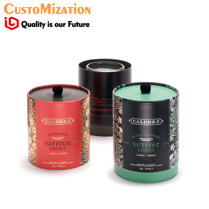 Boîte en papier ronde colorée, cylindre de couvercle en métal, nouveau Design personnalisé, pour emballage de bijoux de luxe, tiroir coulissant noir mat