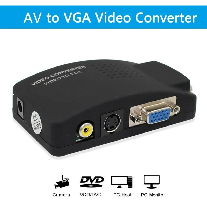 BNC Sang VGA Sang Video AV Sang VGA CVBS S Video Đầu Vào Với Máy Tính VGA Ra Bộ Chuyển Hộp Công Tắc cho Máy Tính Mactv Camera DVD Đầu Ghi Hình