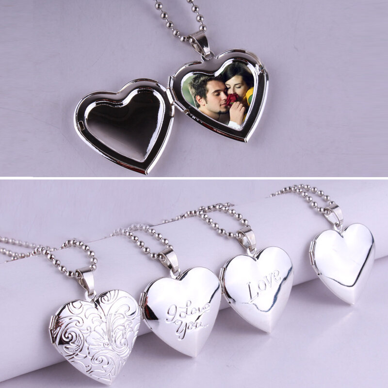 Valentine Lover Gift Animal Photo Frames Can Open Locket Necklaces Heart Pendant Necklace Jewelry For Women Girlfriend Gift