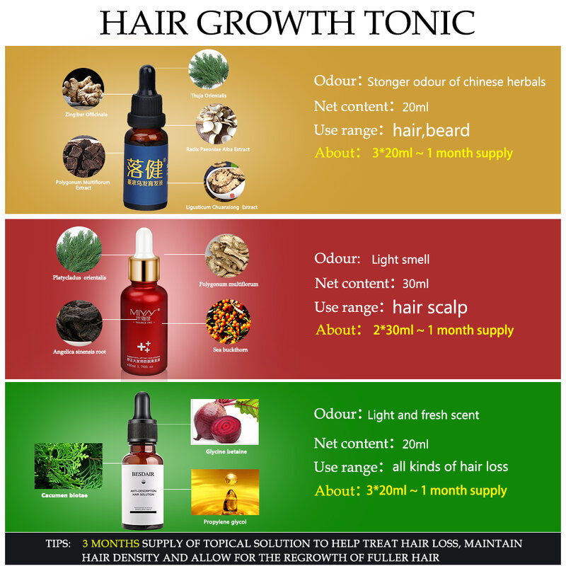 Contra la pérdida del pelo de los productos del pelo de crecimiento para el crecimiento de cabello de tratamiento de aceite de Genger aceite de esencia de estimulación rápido pelo grueso soluciones