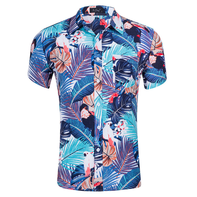 Camisa corta Casual para hombre camisa hawaiana de verano Tropical playa fiesta hawaiana con estampado Floral de piña Color brillante