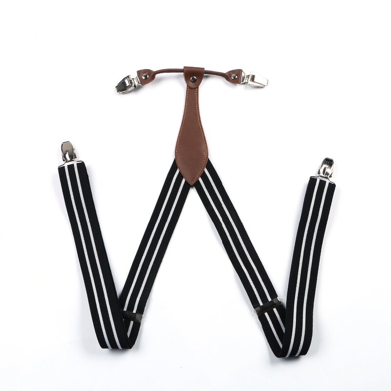 Men's Adjustable Clip on Elastic Suspenders Unisex Geometric Pattern Braces 3.5cm Width BD641