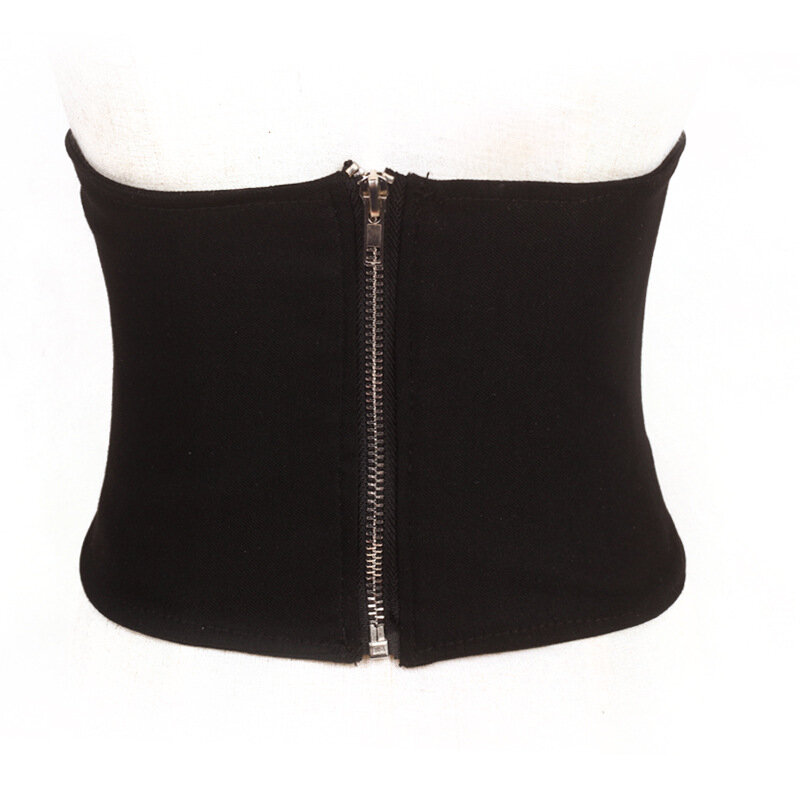 Novo cinto elástico preto decorado da cintura, saia casual para mulheres, vestido de camisa, cinto largo