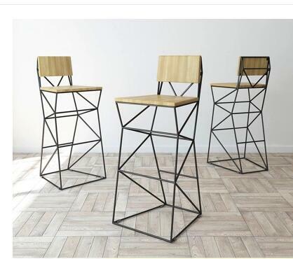 Барный стул из настоящей древесины. Высокий стул. Модные креативные стулья