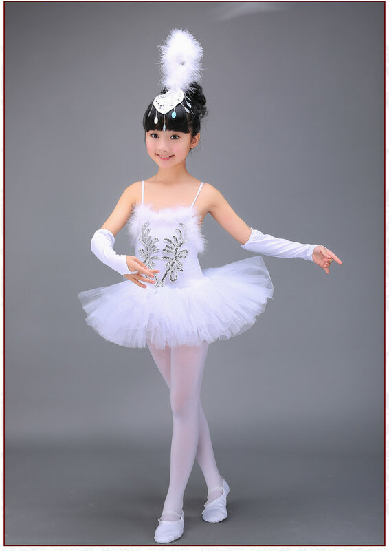 Vestidos de Ballet blancos profesionales para niñas, trajes de baile de bailarina para niños, tutú de actuación, Ropa de baile