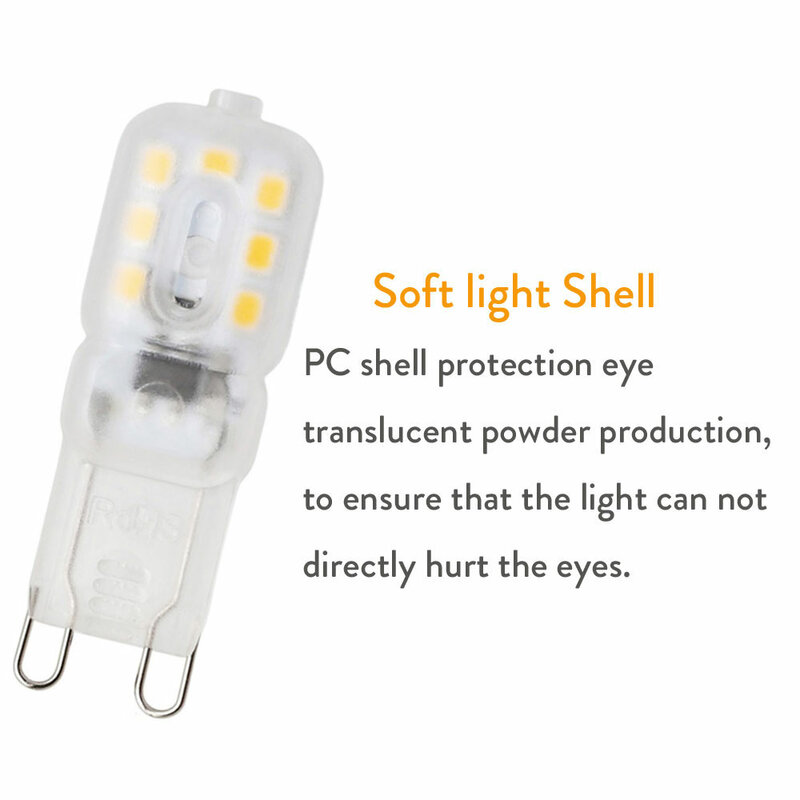 Bombilla LED G9 de 3W, lámpara halógena de reemplazo de 25W, carcasa transparente blanca lechosa, 2835 V, 110V, 14LED, SMD 220