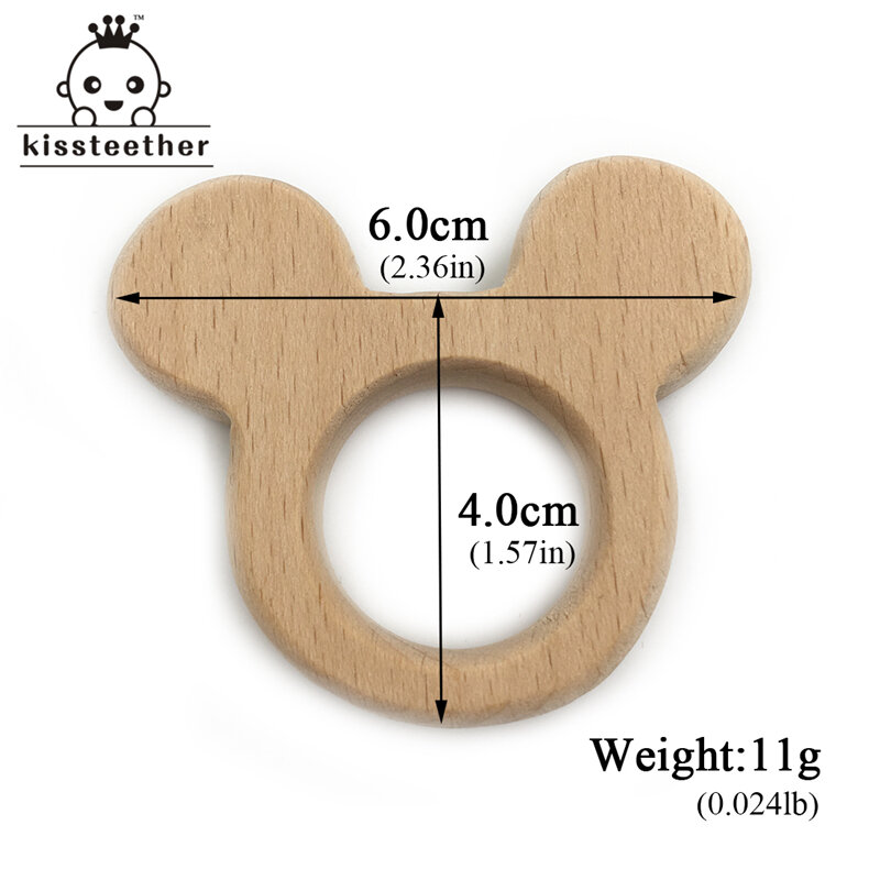 Beech Wooden Mouse Natural Handmade  Teether DIY Wood Personalized Pendent Eco-Friendly Safe Baby  Toys