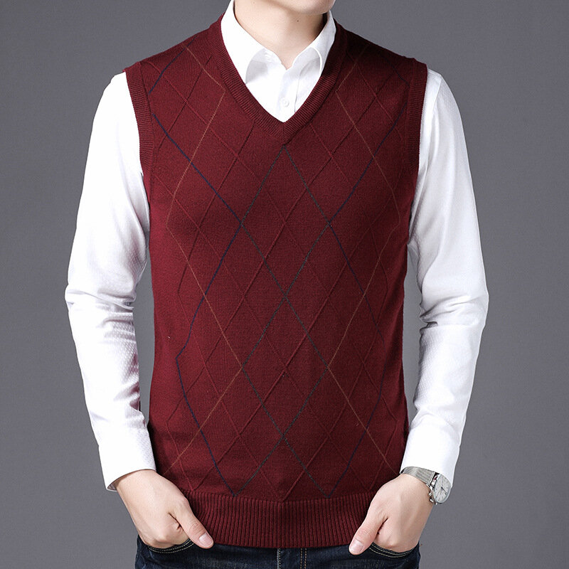 MRMT-suéter de malha com decote em v masculino, tops masculinos, coletes, de meia-idade, novinho, outono, inverno, 2022