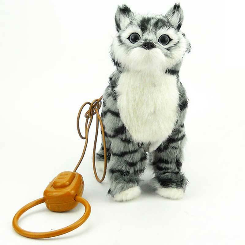 Gato Robot electrónico de peluche para niños, perro, gato, canto, canciones, paseo, gatito eléctrico, Control de correa, música, gatito, mascota, Animal lindo, juguete, regalo