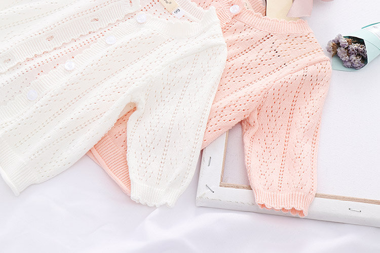 Wiosna lato ubrania dla dzieci niemowląt dziewczyna maluch bluza śliczne bawełniane miękkie czysty kolor cardigan kid odzież wierzchnia płaszcz z długim rękawem