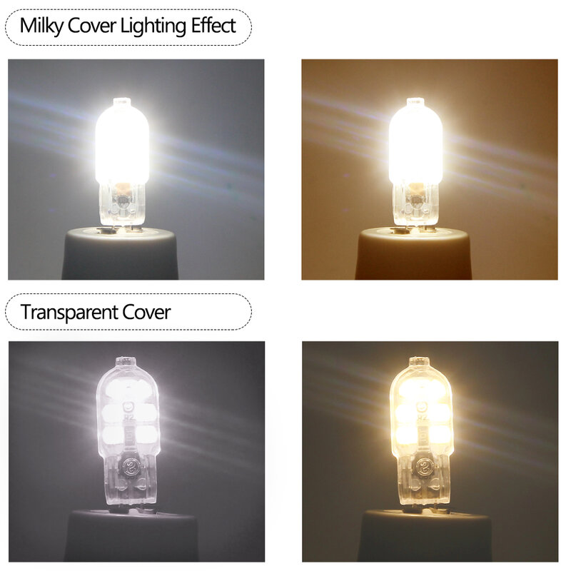 5 sztuk AC220V G9 lampa LED 3 W SMD 2835 G9 żarówka LED mleczna/przezroczysty 360 kąt wiązki światła zamień halogenowe kryształ reflektor