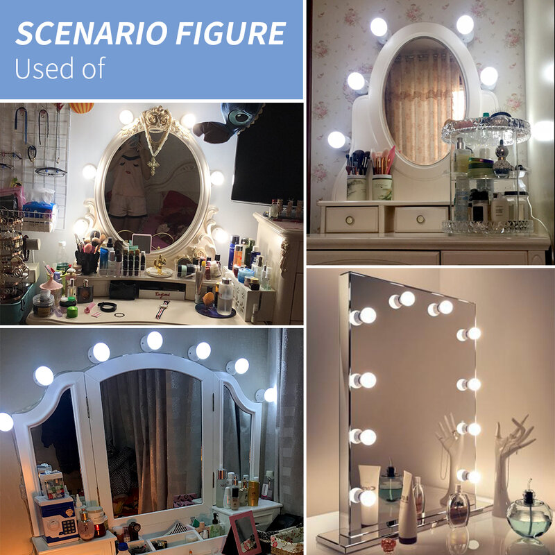 CanLing Wall Lamp LED 16W Makeup Mirror Vanity Led Light Bulbs Hollywood Led Lamp Touch Switch USB Cosmetic Light Dressing table
