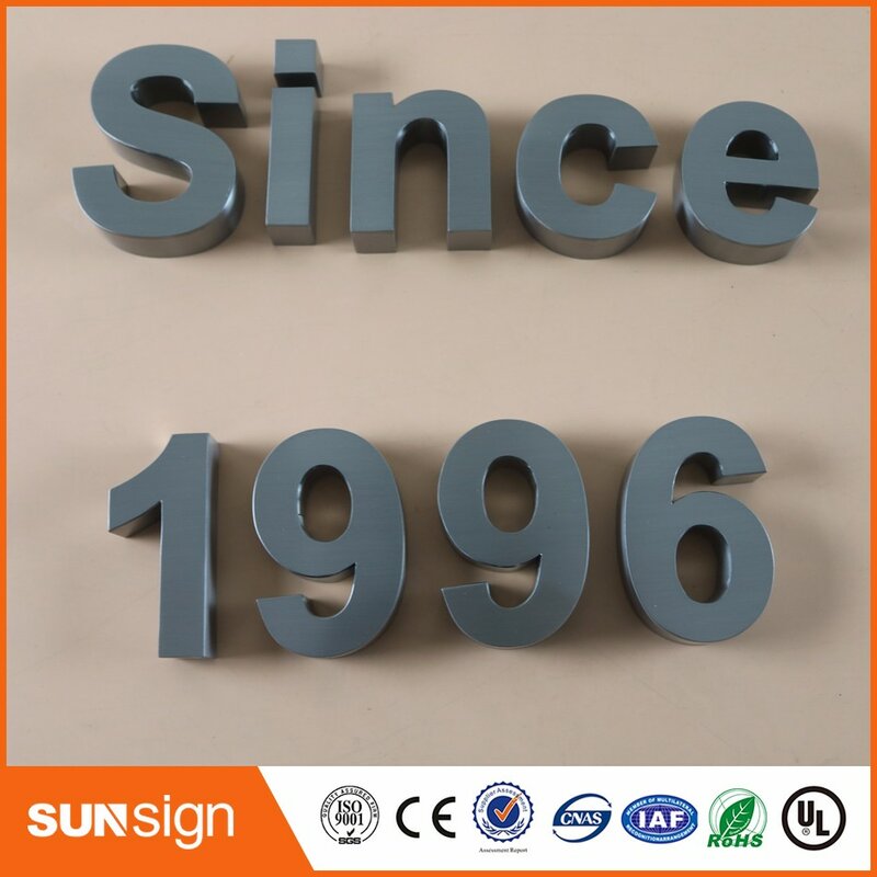 Bisnis sampel huruf dekoratif stainless steel surat tanda