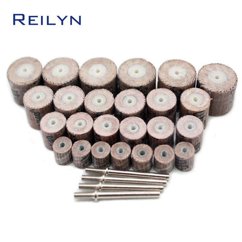 24pcs Flap Wheels SandPaper Polishing Bits Grinding Head for Rotary Dremel Tools Abrasive for Woodworking Removing Rust and Burr
