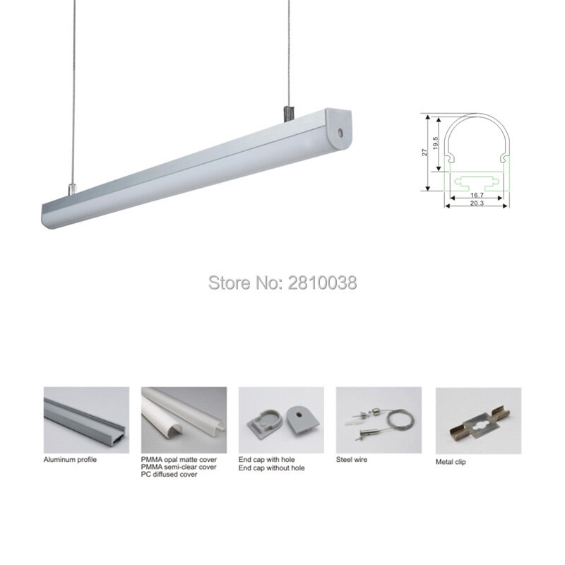 100 X 2M Sets/Lot Arch shape aluminium profile for led strips and round style led extrusion housing for ceiling wall light