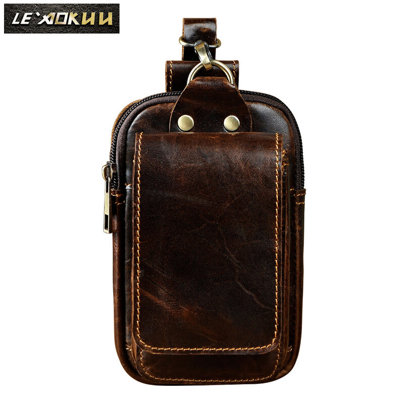 Bolsa de couro original para homens, caixa de cigarro masculina, bolsa de cintura pequena, design de gancho, telefone, moda verão, 6 ", 1609-c