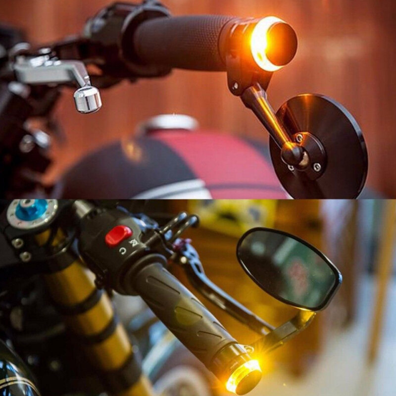 Luz de señal de giro de motocicleta de plástico DC 12V para Harley, indicador de extremo de manillar de 22mm