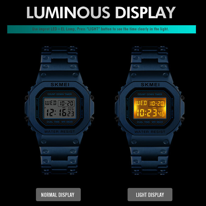 Часы наручные SKMEI мужские с хронографом, цифровые модные уличные спортивные водонепроницаемые, с будильником